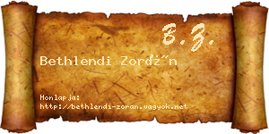 Bethlendi Zorán névjegykártya